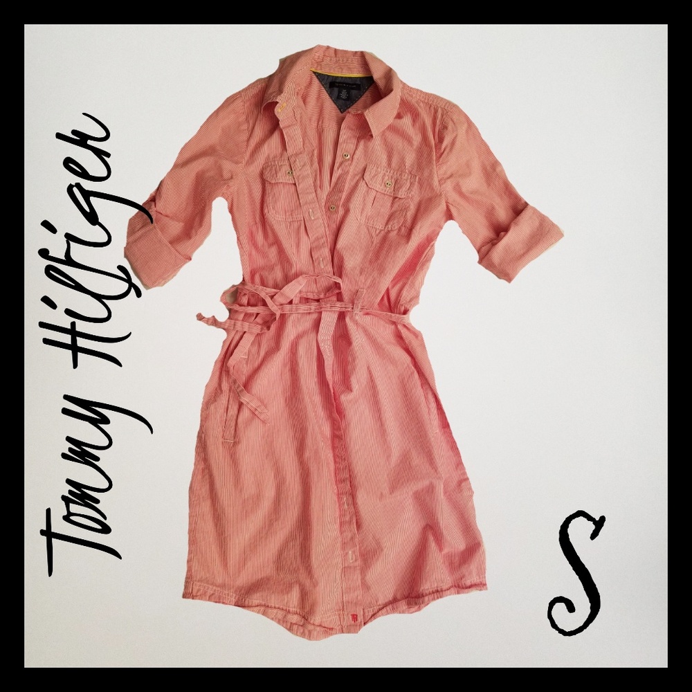 Tommy Hilfiger belted pink t-shirt dress size sm